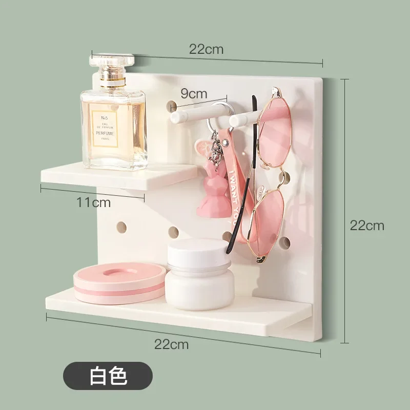 Estantes de pared para decoración del hogar, tablero con agujeros, estante de almacenamiento de pared, estante de almacenamiento, estantes de pared colgantes para cocina y dormitorio, decoración de pared: Marfíl