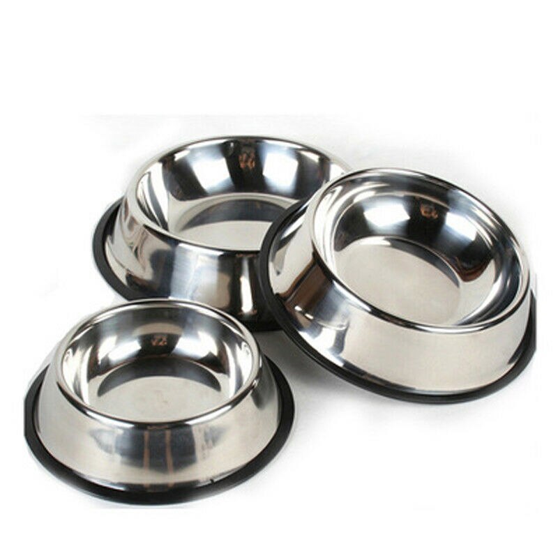 Stainless Steel Puppy Dog Feeder Feeding Foods Water Dish Bowl For Pet Dog Cat size SML XL