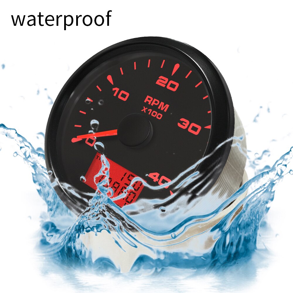 85mm Univesal Tachometer RPM Gauge Rev with Hourmeter 9-32V 8 Colorful Backlights