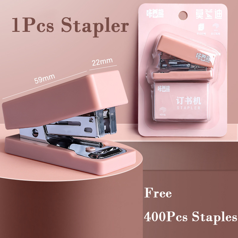 Bear Mini Stapler Set with 400pcs Staples Kawaii Astronaut Paper Binder Stationery Office Binding Tools School Supplies: 08