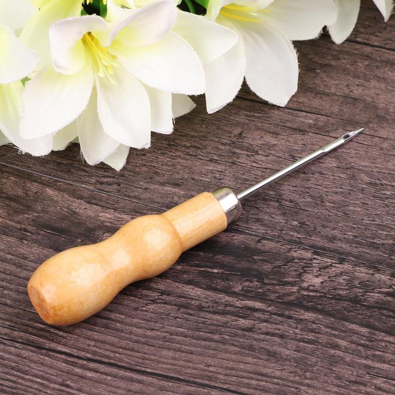 Houten Handvat Naaien Priem Hand Stitcher Leer Canvas Schoen Reparatie Tools