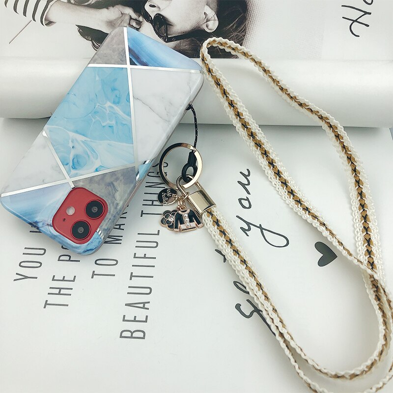 Braided neck rope accessories For iPhone 11 Charm ID card gym key USB badge holder lanyard