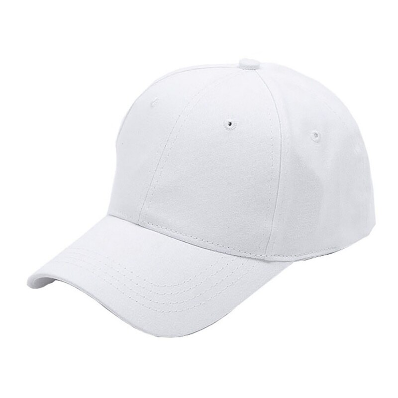 Ponytail Baseball Cap Women Men Solid Color Cotton Breathable Sunshade Sun Hat: White