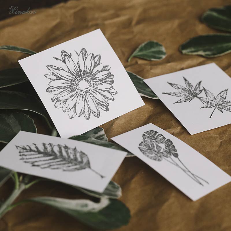 Vintage flower plant maple leaf decoration stamp wooden rubber stamps for scrapbooking stationery DIY craft standard stamp