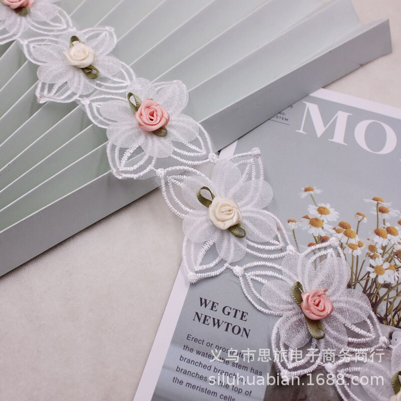 1 yards Flowers Embroidery water-soluble Lace Ribbon for Clothing Dress Hat Curtain Trims Accessories: 6