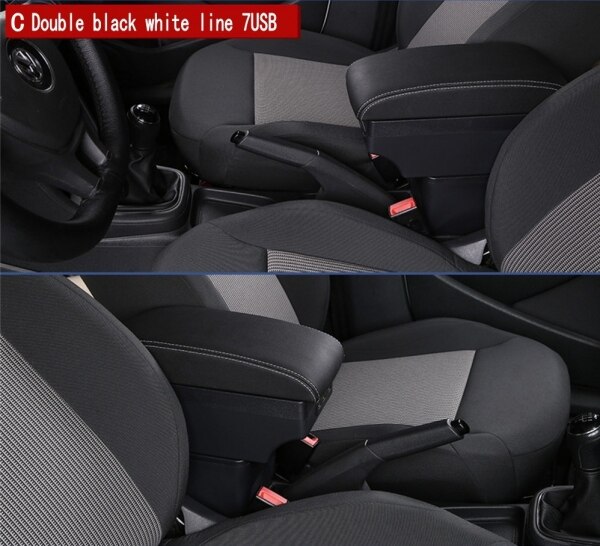 Für Chevrolet Funken III armlehne Kasten Universal- Wagen center konsole änderung zubehör doppel angehoben mit USB: C-Schwarz Weiß Linie