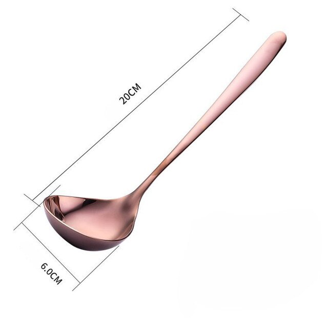 Long Handle Stainless Steel Spoon Dessert Rice Soup Spoon Teaspoon Cooking Spoons Kitchen Accessories Home Silverware Gadgets: rose gold