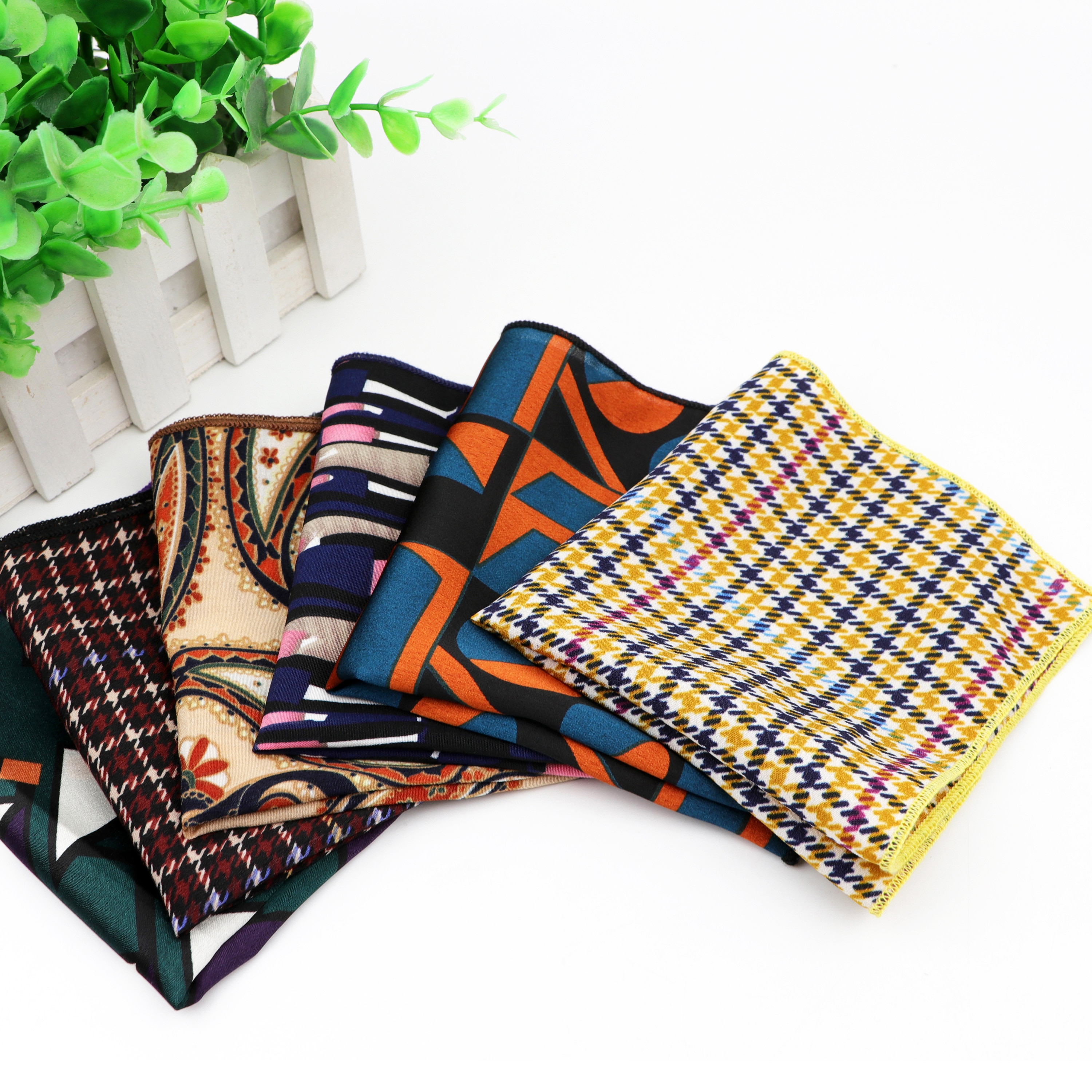 Chiffon Zakdoek Vintage Polyester Zakdoeken mannen Pochet Zakdoeken Gestreepte Geometrische Sjaals