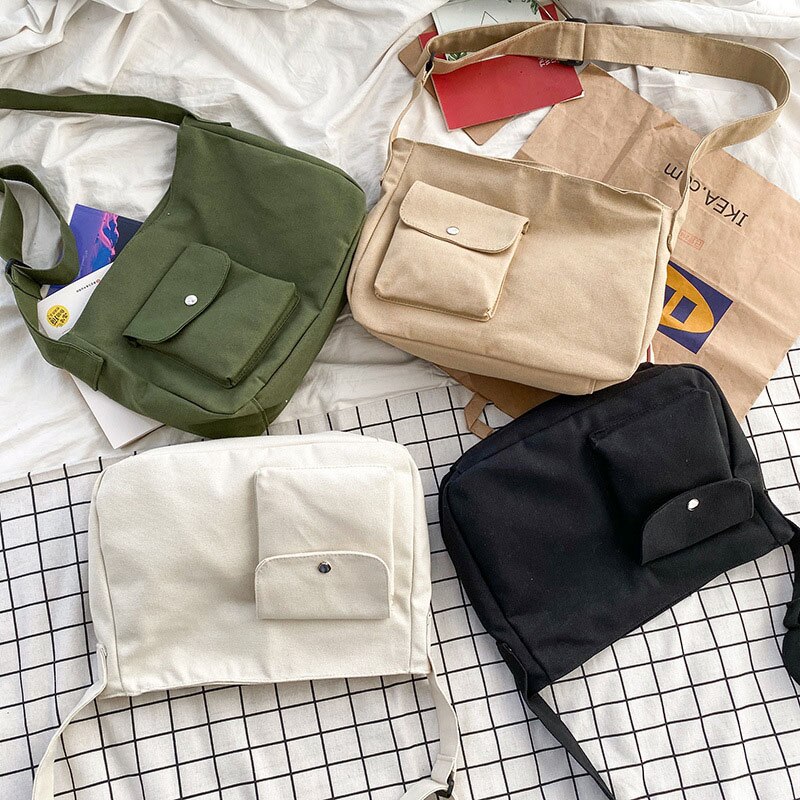 Vrouw Tassen Stevige Canvas Grote Capaciteit Shopper Vrouwen Handtas Eenvoudige Mode Dames Crossbody School Schouder Vrouwen Tas