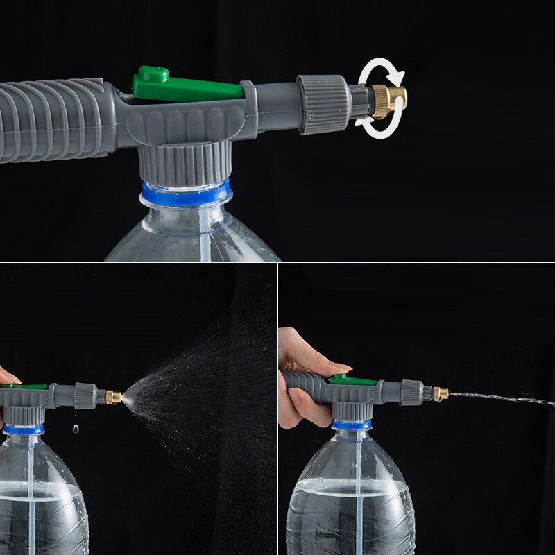 Justera vagn pistol munstycke sprinkler manuell spray bevattningshuvud högtryck dryck flaska spray munstycke trädgård finfördelning strö
