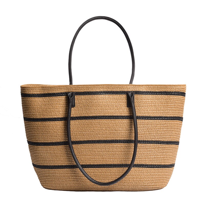 PP paille rayure sac nouvelle paille été simple sac à main voyage sac à bandoulière femmes sac: L 38x14x32