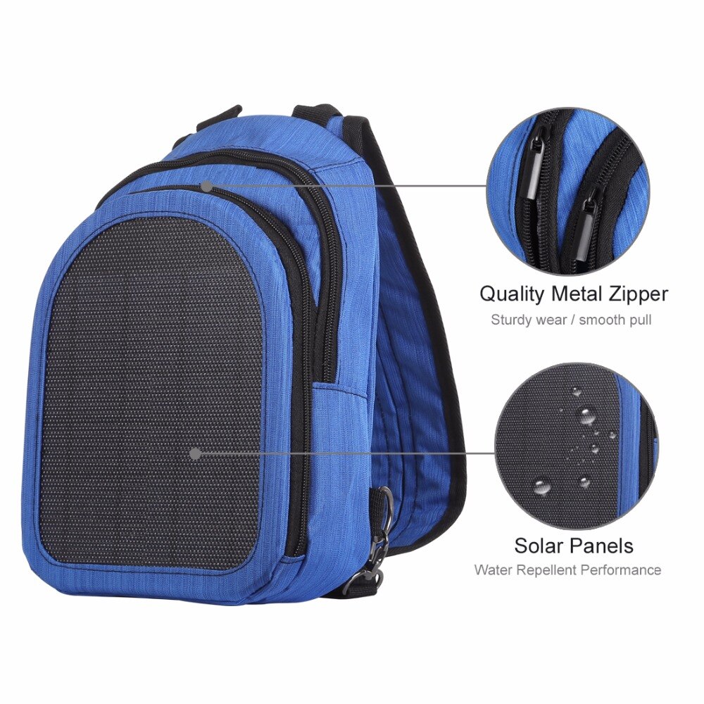 Haweel 5W Zonnepaneel Power Enkele & Dubbele Schouder Rugzak Tas