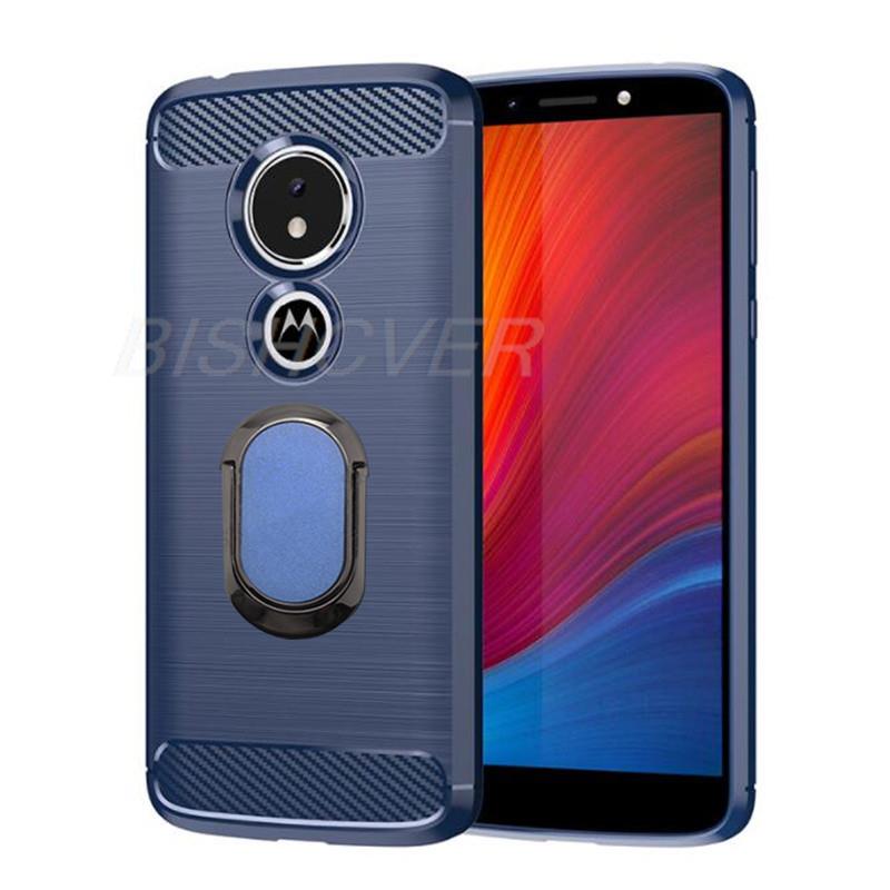 Motorola moto  g7 e5 plus hoesje van geborsteld koolstofvezel siliconen, schokbestendig, voor moto  z2 force  z3 z4 play, inclusief magnetische standaard.: Katoen / Wit