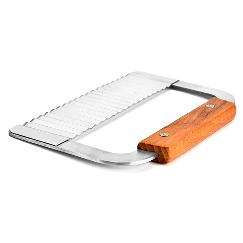 Aardappel Golvend Crinkle Hakmes Groente Franse Fry Cutter Houten Handvat Steel Blade Slicer Keuken Snijgereedschap Gadgets