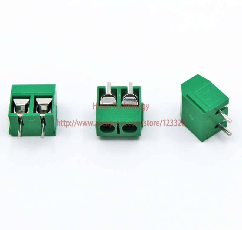 (100 stks/partij) PCB Screw Blokaansluiting KF301-2P pitch: 5.08 MM/0.2 inch Groen 5mm KF301