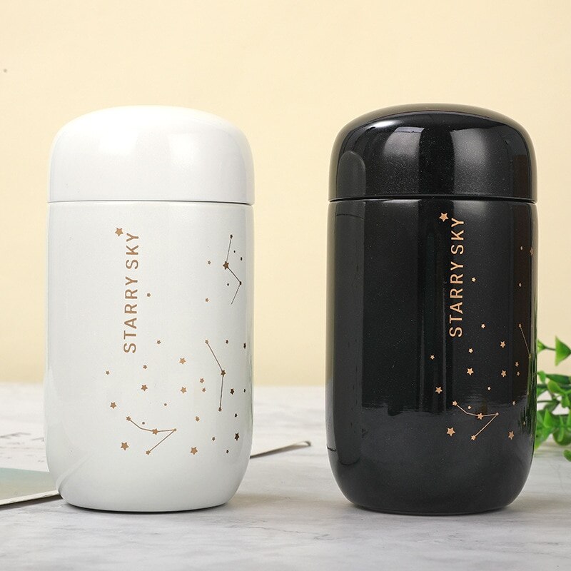 200ml Insulated Thermos Bottles Starry Sky Mini Small Capacity Leakproof Coffee Mug 304 Stainless Steel Vacuum Flask Couple