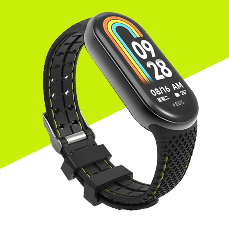 Siliconen band voor Mi Band 8 9-armband Rubberen horlogeband Vervanging Smartwatch Pols Correa voor Xiaomi Mi Band 8-band: White black