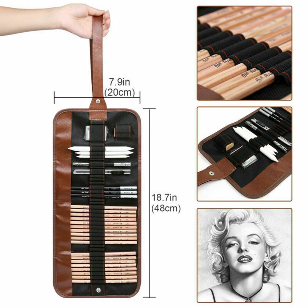 29Pcs/set Drawing Sketching Pencils Set Full Sketch Kit with Graphite Pencils Paper Brush Pen Mark Charcoal Pencil Extender