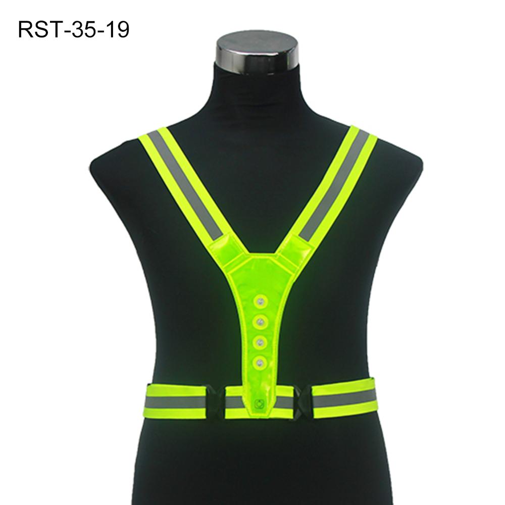 LED Cycling Vest High Visibility Outdoor Running Cycling Reflective Safety Vest Adjustable Elastic Strap Fluorescence Work Whole