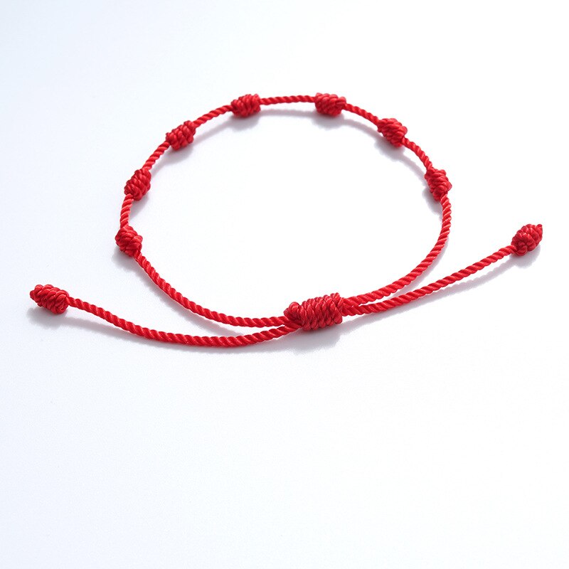 Simple 7 Knots Red String Bracelet for Protection Evil Eye Good Luck Amulet for Success and Prosperity Friendship Bracelet