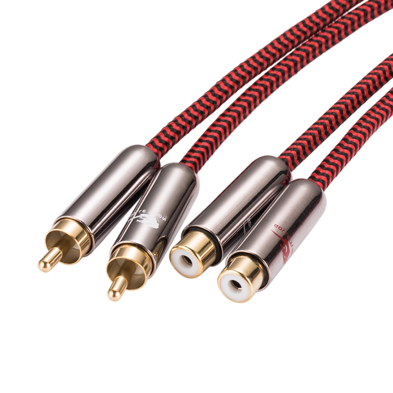 Cable de Audio Audiophile doble RCA macho a doble RCA hembra para amplificador de TV altavoz Subwoofer blindaje Cable RCA 1M 2M 3M 5M 10M