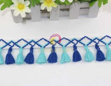 1 yard/lot kwastjes franjes katoenen kant rand kleding naai accessoires gordijn lint naai kant stof voor doe-het-zelf knutsel kleding: 2 blauw lichtgroen