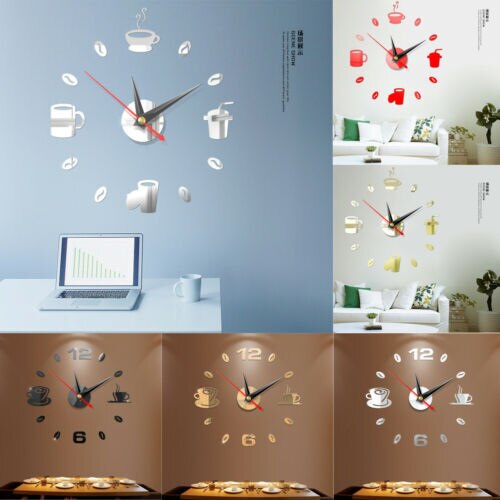 Reloj de pared grande de cuarzo 3D DIY, relojes decorativos grandes de cocina, pegatinas de espejo acrílico, reloj de pared de gran tamaño, letra para el hogar, decoración del hogar