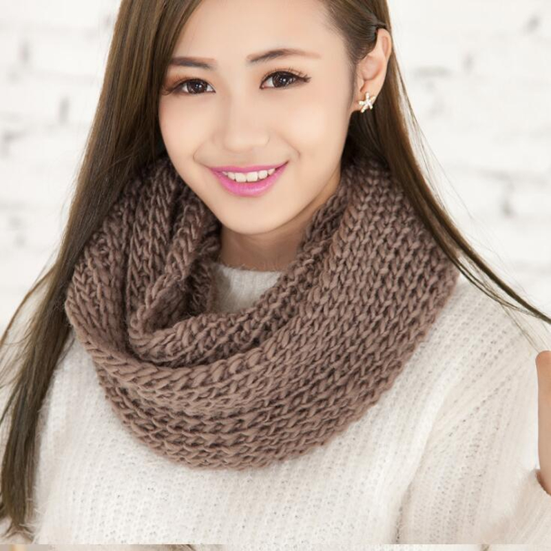 Women Scarf Unisex Winter Scarf Knitted Scarves Collar Neck Warmer Lady Crochet Ring Spain Loop