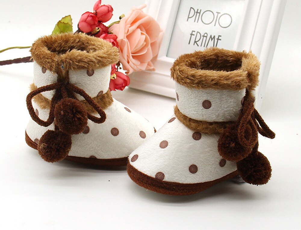 Winter freundlicher Ball Punkt Stiefel Baby Mädchen Jungen Sanft Booties Schnee Stiefel Kleinkind Kleinkind Neugeborenen Erwärmung Schuhe Botas Niña Invierno: braun / 12