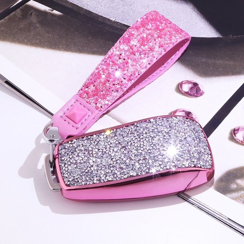 Female Luxury Diamond Crystal Shining Car Key Case Cover for Mercedes Benz E Class W213 E200 E200L E300 E300L
