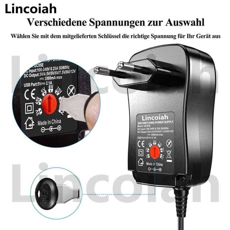 3V 4.5V 5V 6V 7.5V 9V 12V 2A 2.5A AC/DC Adapter Adjustable Power Supply Universal Adaptor Charger for LED Light Bulb Strip CCTV
