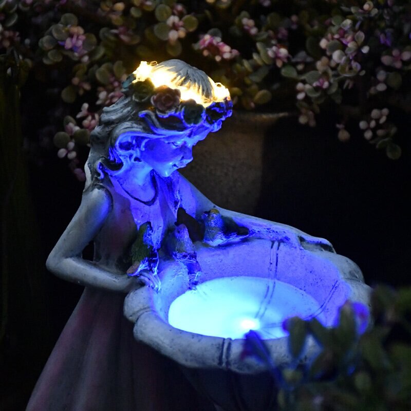 Flower Fairy Solar Decoration Resin Garden Statue Solar Power Glow in the Dark Yard Outdoor Sculpture GQ