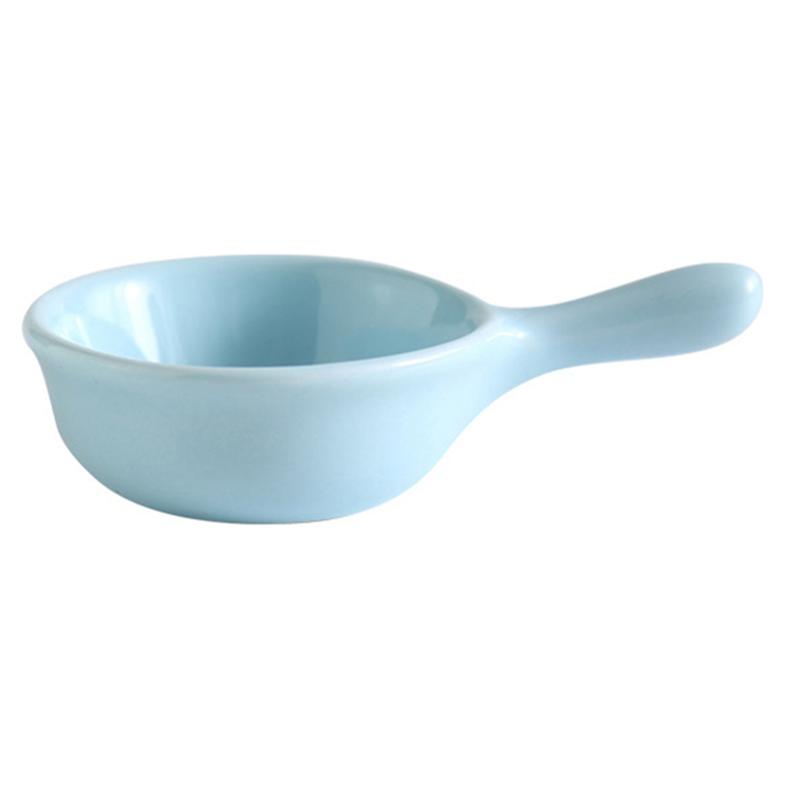40ML Ceramic Sauce Dishes Mini Seasoning Dish Snack Plate Food Dipping Bowls Appetizer Plates With Handle: Blue