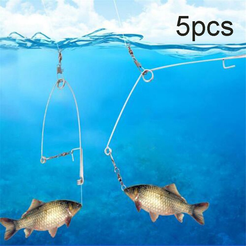 5Pcs Smart Kingfisher Stainless Steel Hook Trigger Spring Fishing Hook Setter Bait Bite Triggers theHookCatch Fish Automatically