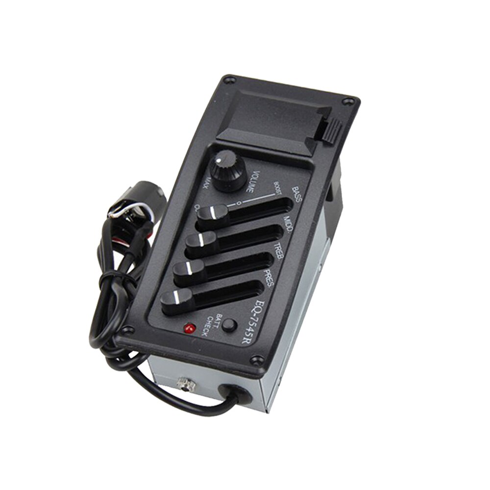4 Band Gitaar Pickup Eq 7545R Akoestische Gitaar Voorversterker Versterker Equalizer Tuner 2.5Mm Plug