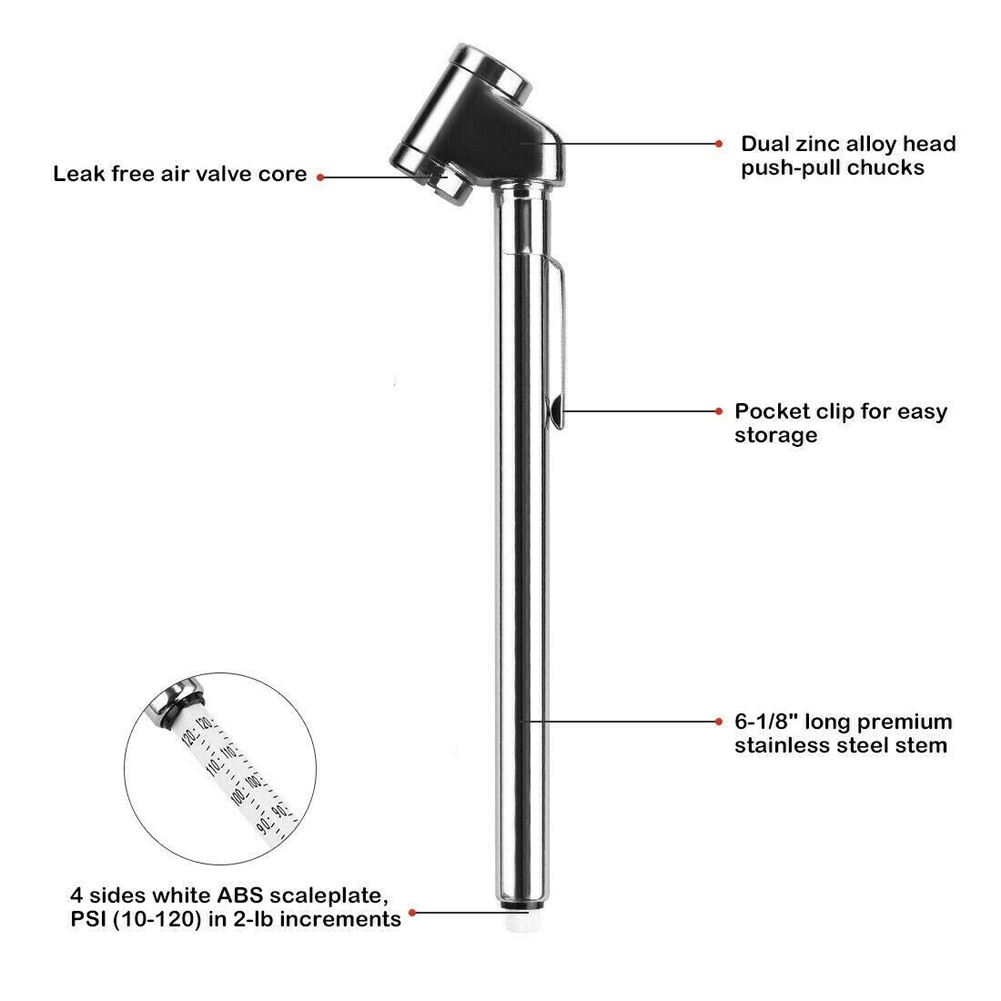Auto Voertuig Motor Tyre Bandenspanning 10-120PSI Mini Test Meter Gauge Pen Bandenspanning Monitor Systemen