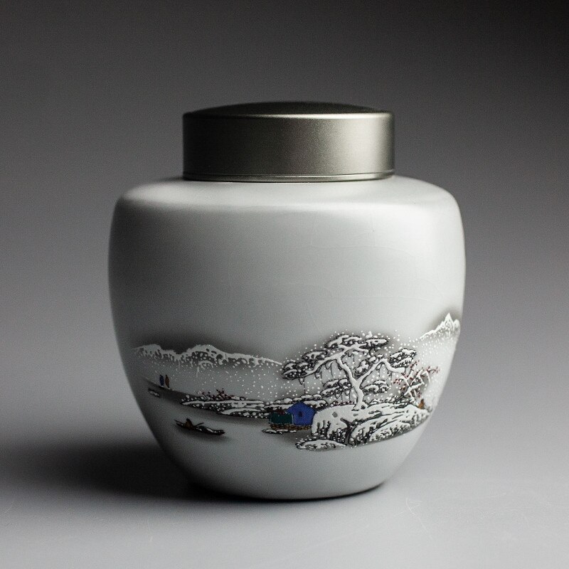 Exquisite Ceramic Tea Caddy Portable Sealed Jar Travel Tea Box Kitchen Spice Candy Storage Tank Food Container Home Decor: B1--5.4x10.5cm