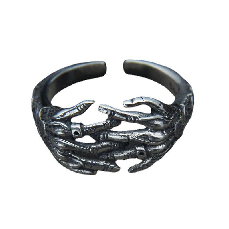 Anillos góticos Retro Para hombre y mujer, joyería de aleación de acero de titanio, color plateado antiguo, estilo Hip Hop, Rock: Marrón claro