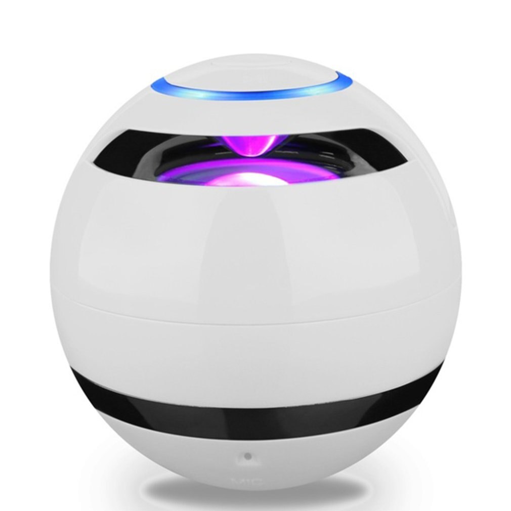 Ball Bluetooth Speaker With LED Light Portable Wireless Mini Speaker Subwoofer With Mic FM Multicolored Ball with Light Speaker: White