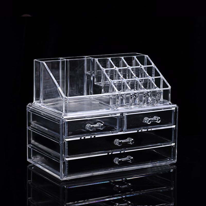 Heldere acryl make-up opbergdoos, nagellakrek, lippenstift, cosmetica opbergdoos, make-up kwast, make-up organizer: B006