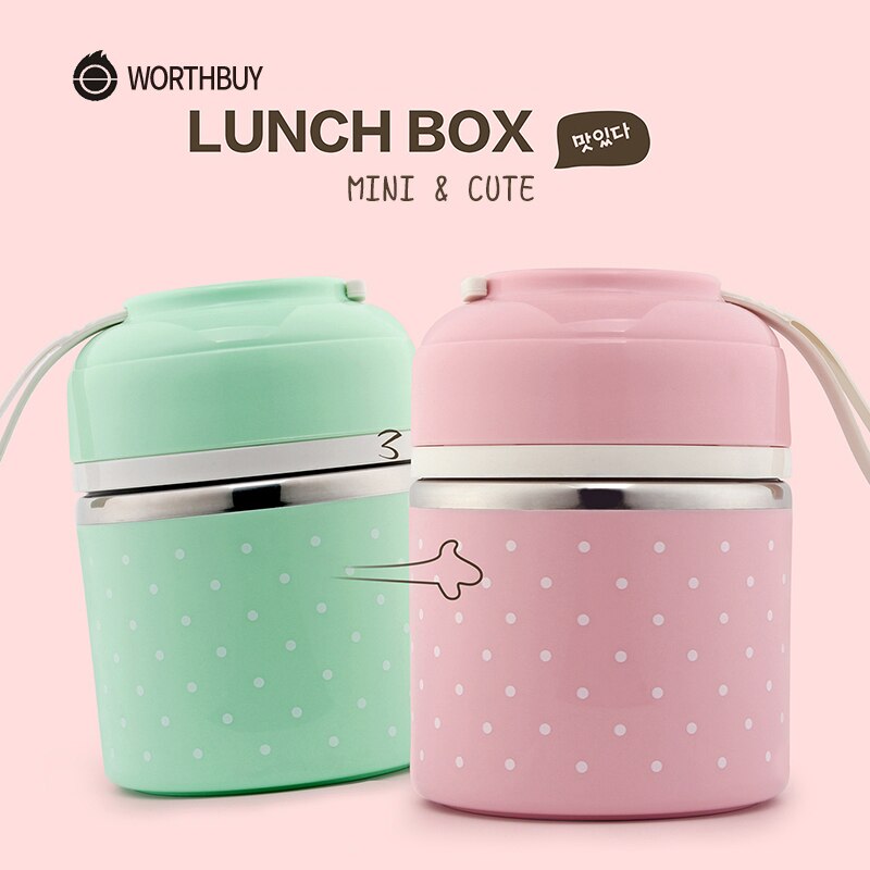 Leuke Japanse Lunchbox Voor Kids Portable Outdoor Rvs Bento Box Lekvrije Voedsel Container Keuken Voedsel Doos