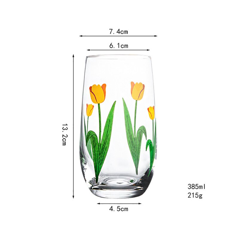 Tulp Ins Bloem Glas Cup Japan En Zuid-korea Handgeschilderde 390Ml Multifunctionele Transparant Bier whisky Melk Glas Cup: Tulip Egg Cup