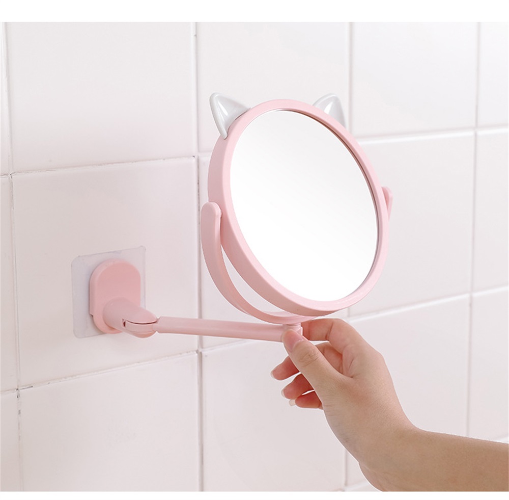 2 pcs Folding Makeup Mirror Wall Mount Vanity Mirror without drill Swivel Bathroom Mirror Suction Folding Arm Extend shaving