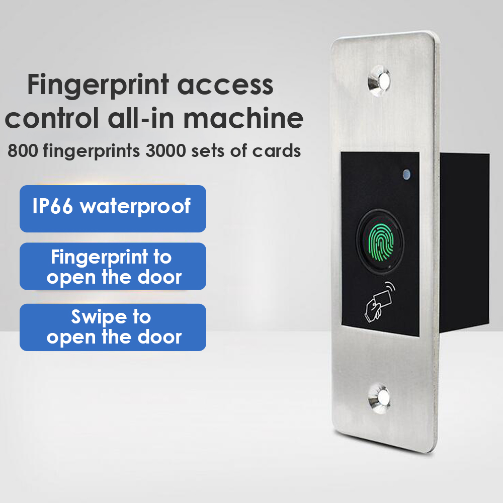 125KHZ Metal Access Control Waterproof Embedded RFID Reader Keyless Door Opener Fingerprint Access Control All-in Machine