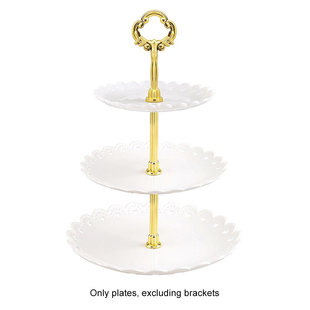 3 Tier Plastic Cake Stand Afternoon Tea Wedding Plates Party Tableware Bakeware Cake Shop Three Layer Cake Rack: white