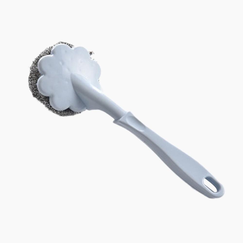 Lange Steel Bal Borstel Spons Afwassen Kom Schotel Pot Borstel Voor Afwassen Keuken Wc Badkamer Wassen Schoonmaken Tool: Blue