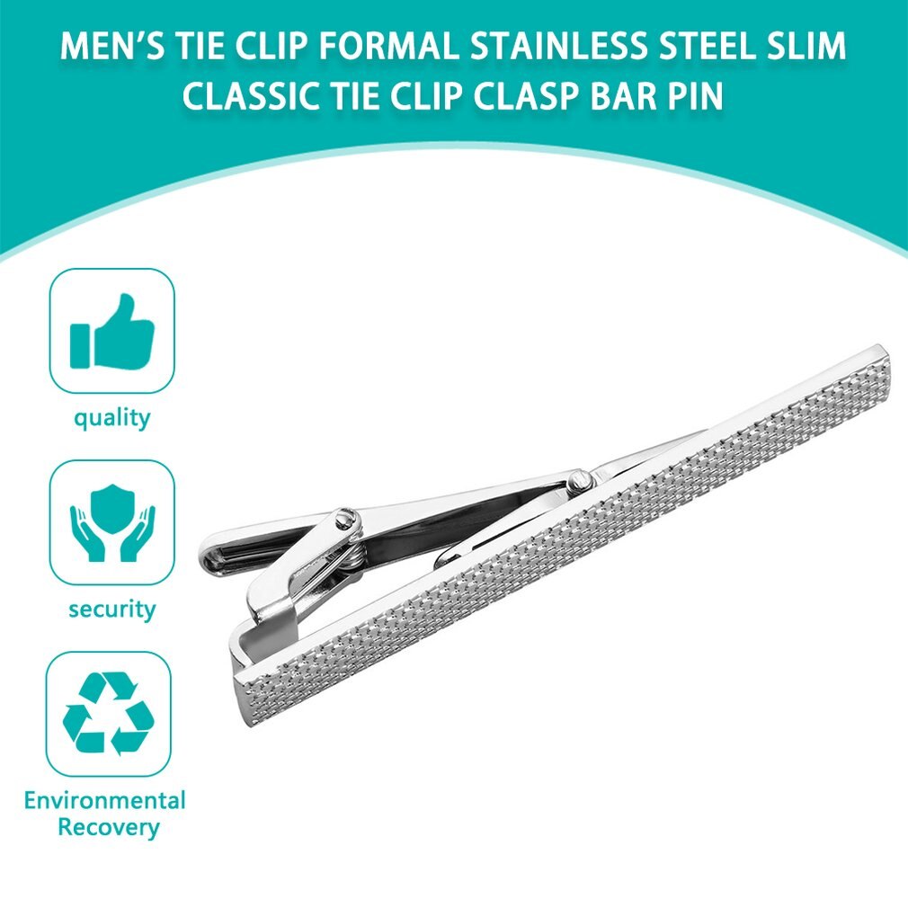Fermacravatta da uomo formale in acciaio inossidabile sottile fermacravatta sbarra spillo attività commerciale stile casuale clip per uomo ragazzo maschio