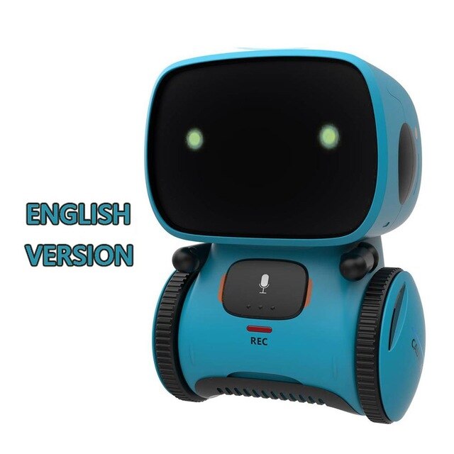 Smart Pink Robot Intelligent Robotic Toys Repeating Recorder Touch Control Voice Control Toy for Kids Christmas: English Blue