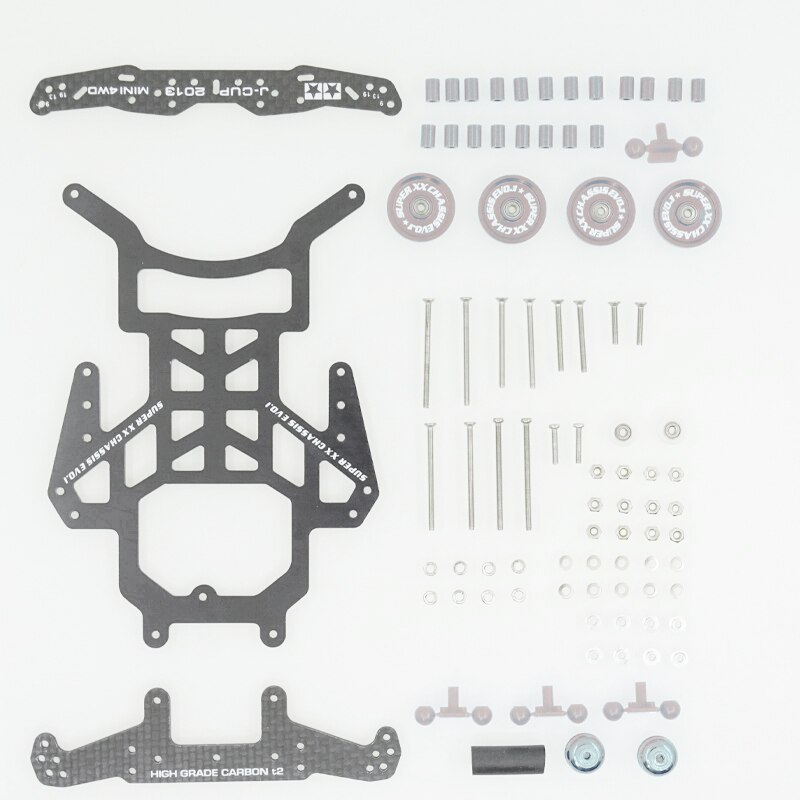 self made tamiya mini 4WD SXX chassis EVO parts front plate rollers full set: sivler set