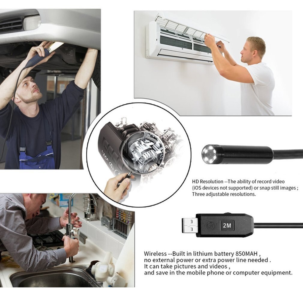 1080P Full HD USB Android caméra Endoscope IP67 1920*1080 2m Micro Inspection caméra vidéo serpent Endoscope Tube